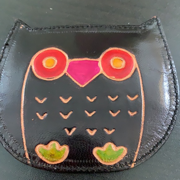 Leather small owl change purse - Picture 2 of 2